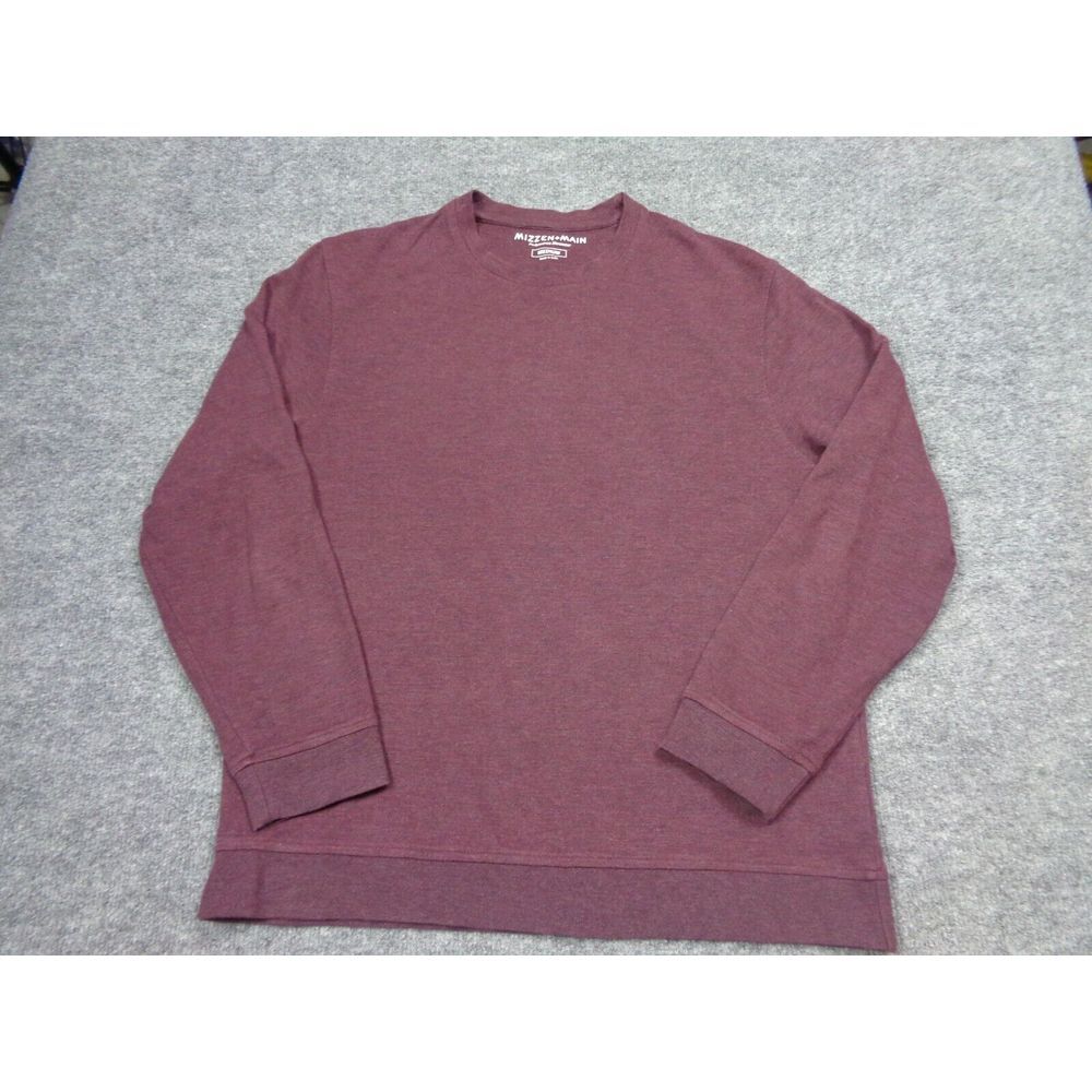 Mizzen+Main Shirt Mens M Heather Burgundy Performance Tech Crew Neck Long Sleeve